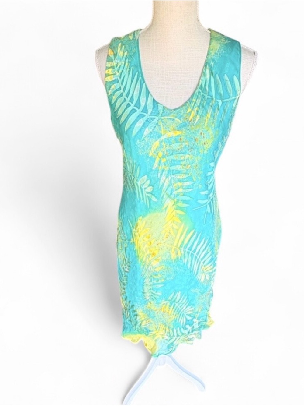 Gorgeous Silk Aqua Midi Dress With Matching Silk Scarf - Picture 5 of 6